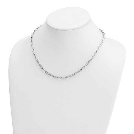 3.7mm Paperclip Solid Link Chain Necklace - Platinum