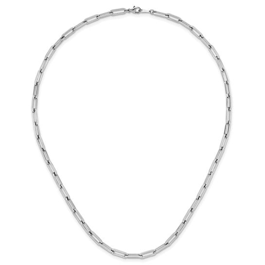 3.7mm Paperclip Solid Link Chain Necklace - Platinum