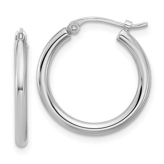 18mm Round Hoop Earrings - Platinum