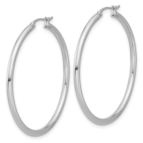35mm Round Hoop Earrings - Platinum