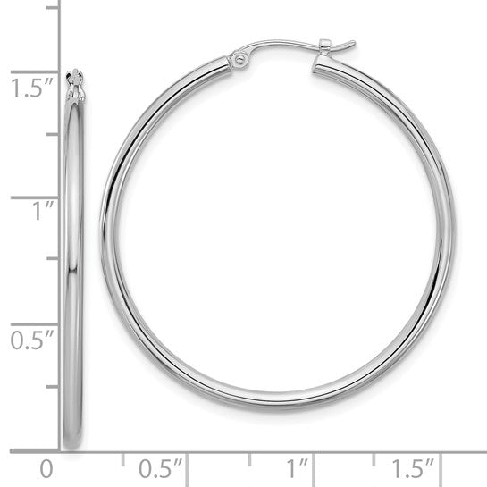 36mm Round Hoop Earrings - Platinum
