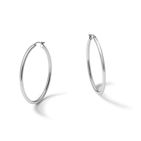 36mm Round Hoop Earrings - Platinum