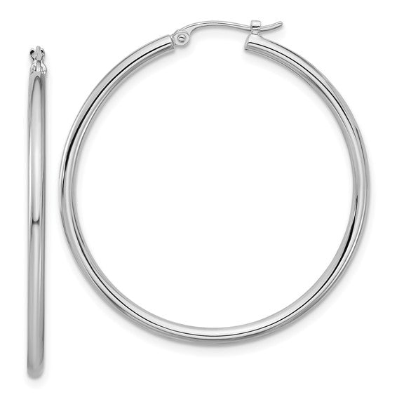 35mm Round Hoop Earrings - Platinum