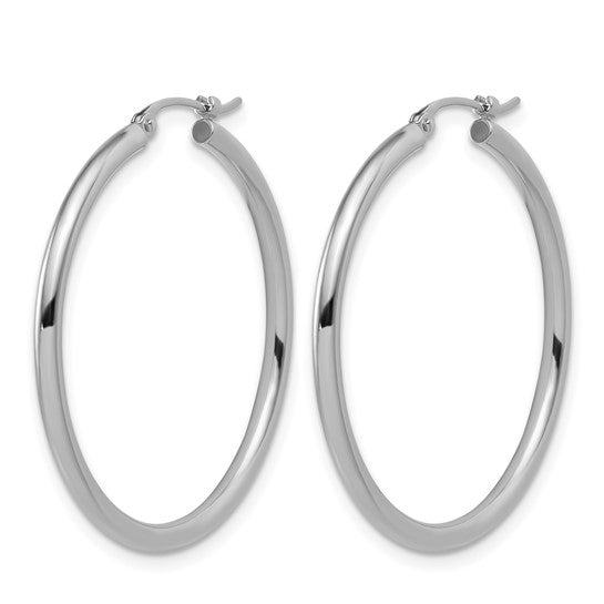 31mm Round Hoop Earrings - Platinum