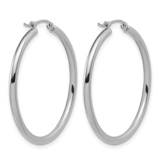 31mm Round Hoop Earrings - Platinum