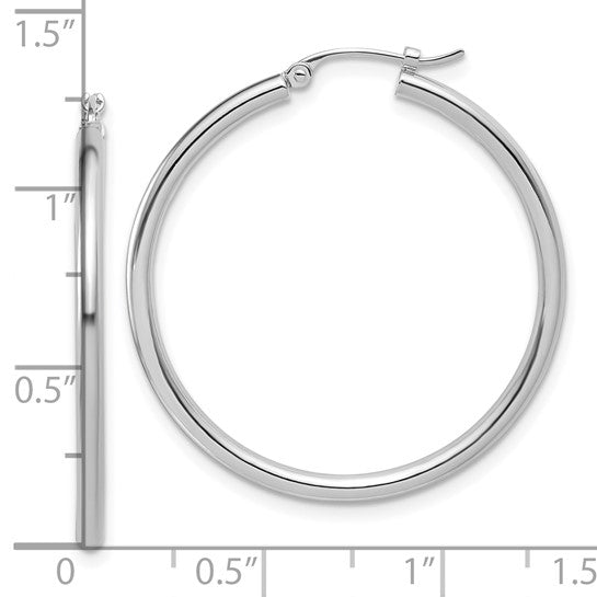 31mm Round Hoop Earrings - Platinum