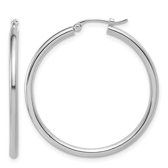 31mm Round Hoop Earrings - Platinum