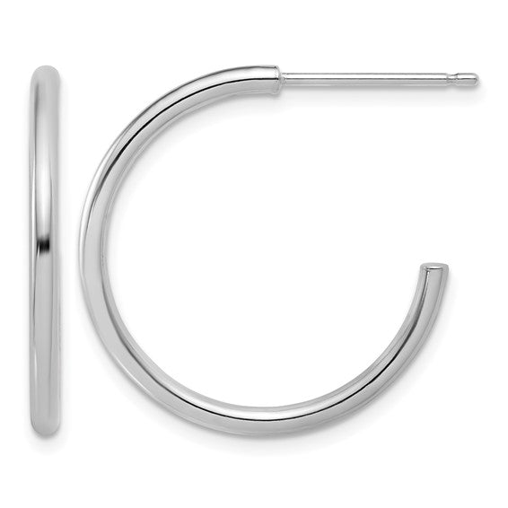 25mm J-Hoop Earrings - Platinum