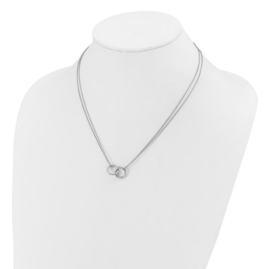 Two-Strand Interlocking Circle Link Necklace - Platinum