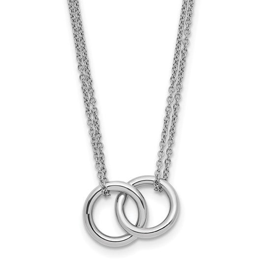 Two-Strand Interlocking Circle Link Necklace - Platinum
