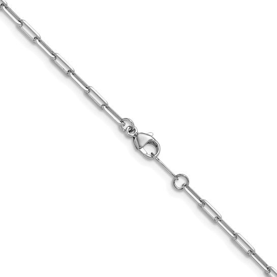2.3mm Knife-Edge Paperclip Solid Link Chain Necklace - Platinum