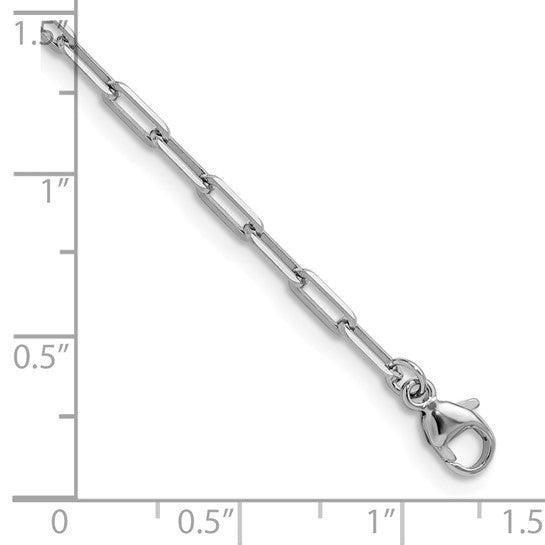 2.3mm Knife-Edge Paperclip Solid Link Chain Necklace - Platinum