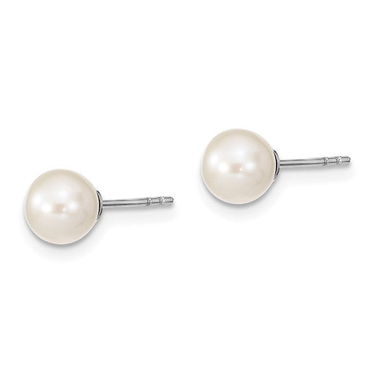 6-7mm White Freshwater Cultured Pearl Stud Earrings