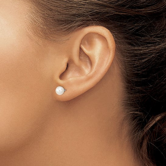 6-7mm White Freshwater Cultured Pearl Stud Earrings
