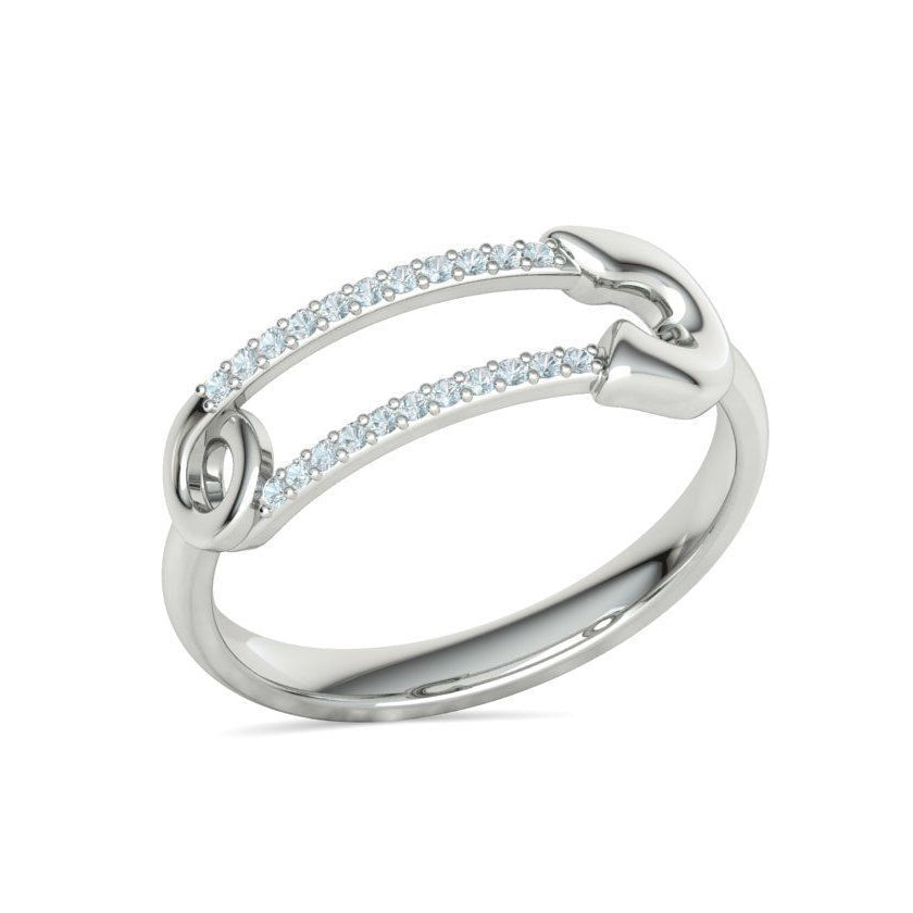 Safety Pin Natural Diamond Everyday Ring