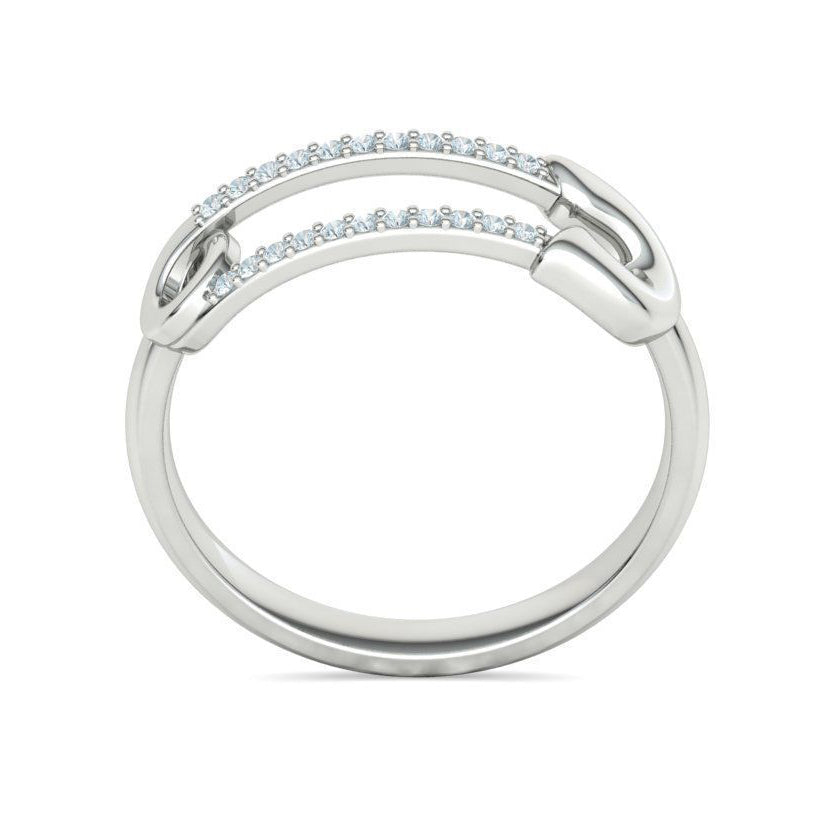 Safety Pin Natural Diamond Everyday Ring