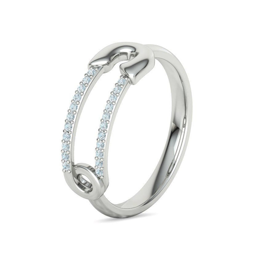 Safety Pin Natural Diamond Everyday Ring