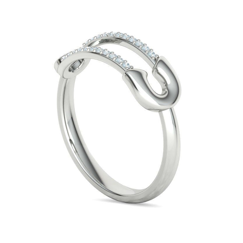 Safety Pin Natural Diamond Everyday Ring
