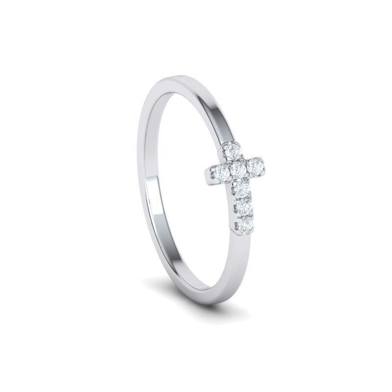 French Pavé Natural Diamond Cross Ring (1/10ctw)