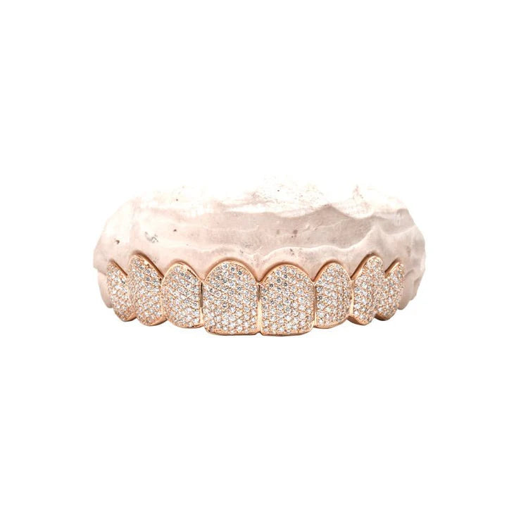 Fully Iced Natural Diamond Grill - Custom Pullout Gold Teeth Top or Bottom