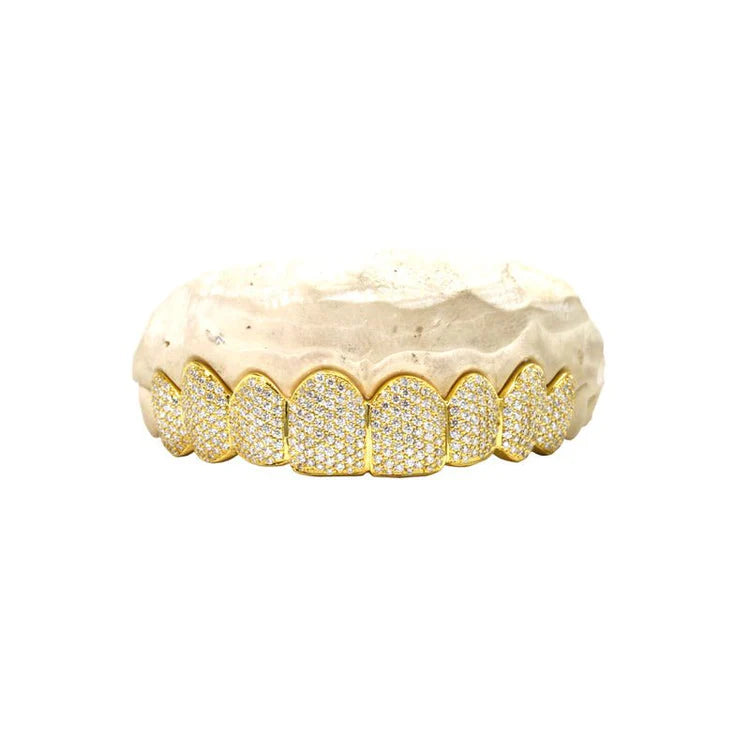 Fully Iced Natural Diamond Grill - Custom Pullout Gold Teeth Top or Bottom