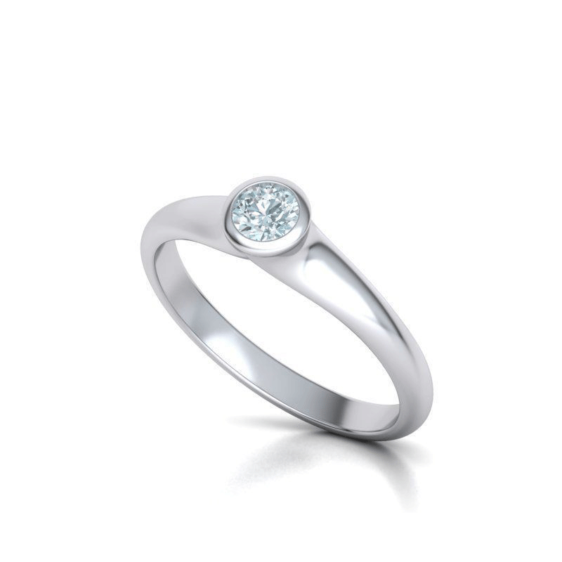 Bezel Set GIA Certified Natural Diamond Solitaire Engagement Ring (1/4ct)