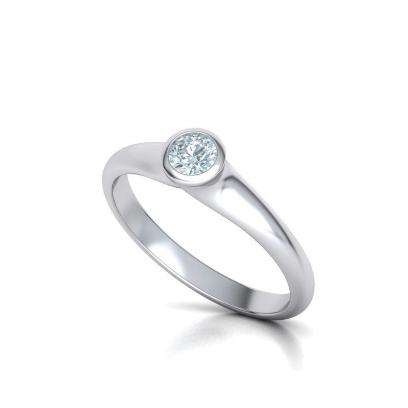 Bezel Set Natural Diamond Solitaire Engagement Ring (1/4ct)
