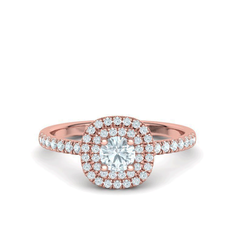 Round Brilliant Double Halo Diamond Engagement Ring (3/4ctw)