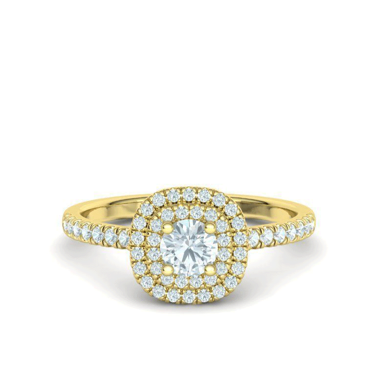 Round Brilliant Double Halo Diamond Engagement Ring (3/4ctw)