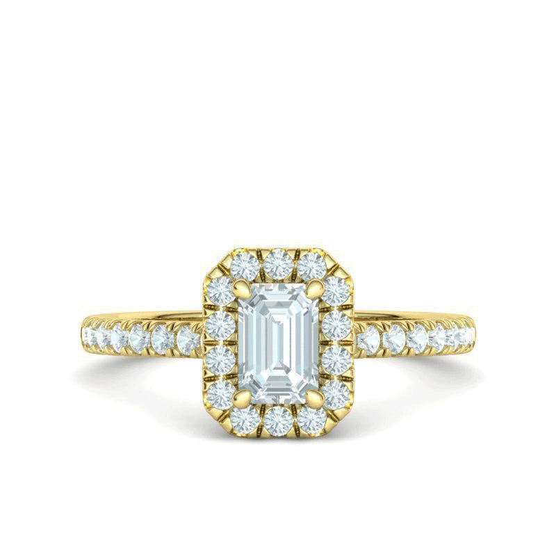Emerald Cut Natural Diamond Halo Engagement Ring Mounting (0.45ctw)