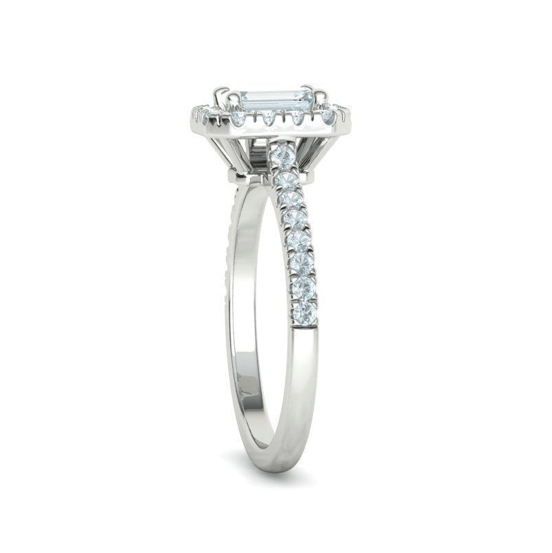 Emerald Cut Natural Diamond Halo Engagement Ring Mounting (0.45ctw)