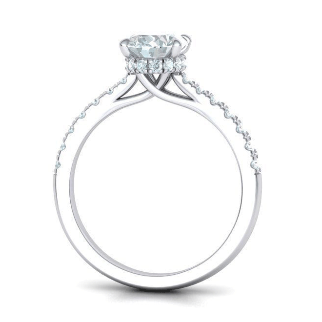 Oval Brilliant Hidden Halo Diamond Engagement Ring (1.45ctw)