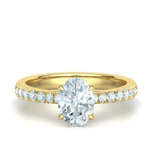 Oval Brilliant Hidden Halo Diamond Engagement Ring Mounting (0.45ctw)