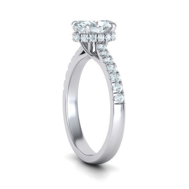 Oval Brilliant Hidden Halo Diamond Engagement Ring Mounting (0.45ctw)