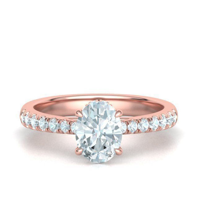 Oval Brilliant Hidden Halo Diamond Engagement Ring Mounting (0.45ctw)