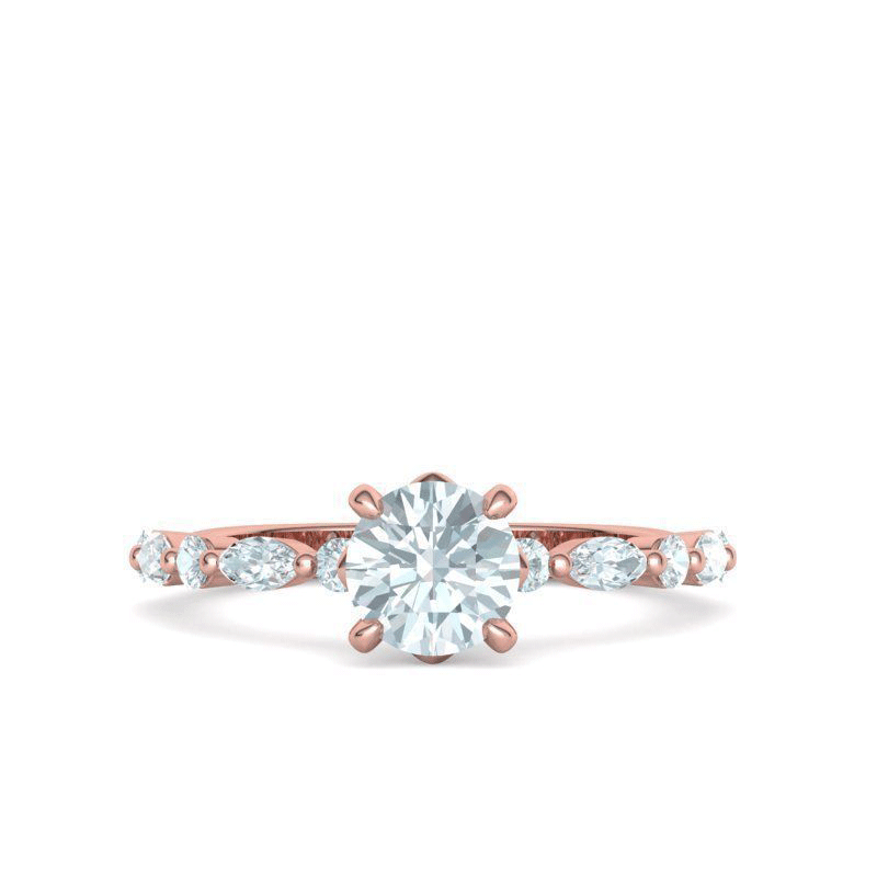 Round & Marquise Natural Diamond Engagement Ring Mounting (3/8ctw)
