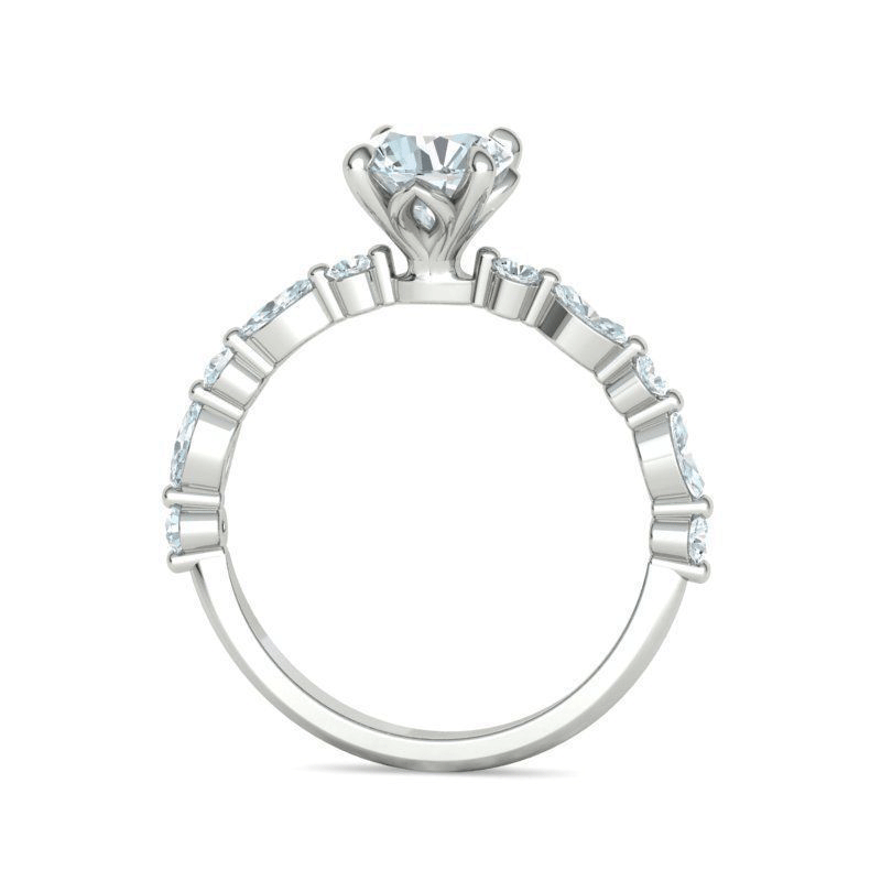Round & Marquise Natural Diamond Engagement Ring Mounting (3/8ctw)