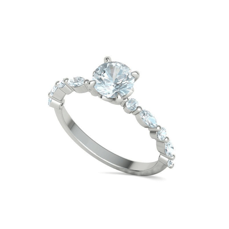 Round & Marquise Natural Diamond Engagement Ring Mounting (3/8ctw)