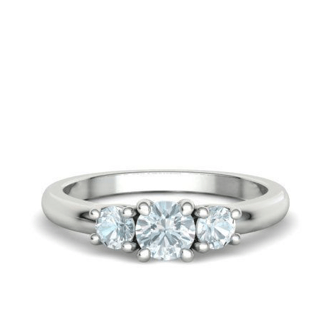 Three-Stone Natural Diamond Engagement Ring Mounting (7/8ctw)