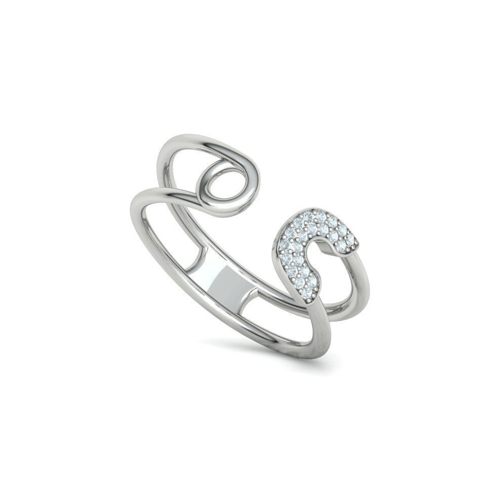 Natural Diamond Pavé Safety Pin Everyday Ring (3/8ctw)
