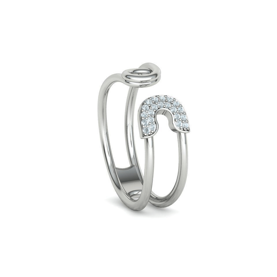 Natural Diamond Pavé Safety Pin Everyday Ring (3/8ctw)