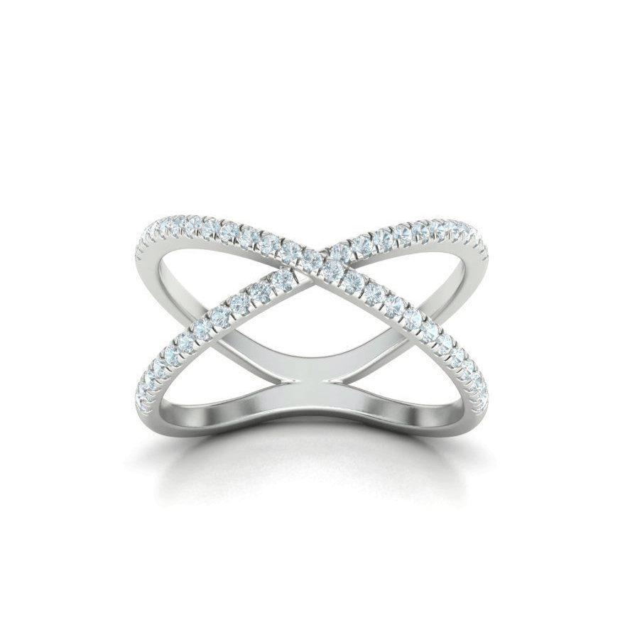 Criss Cross French Pavé Natural Diamond Ring (1/4ctw)
