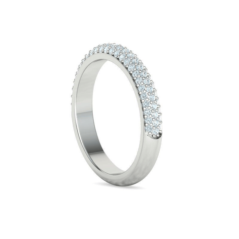 Three Row Pavé Diamond Wedding Band