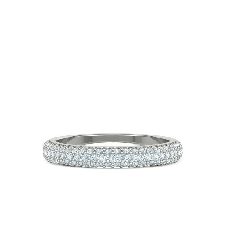 Three Row Pavé Diamond Wedding Band