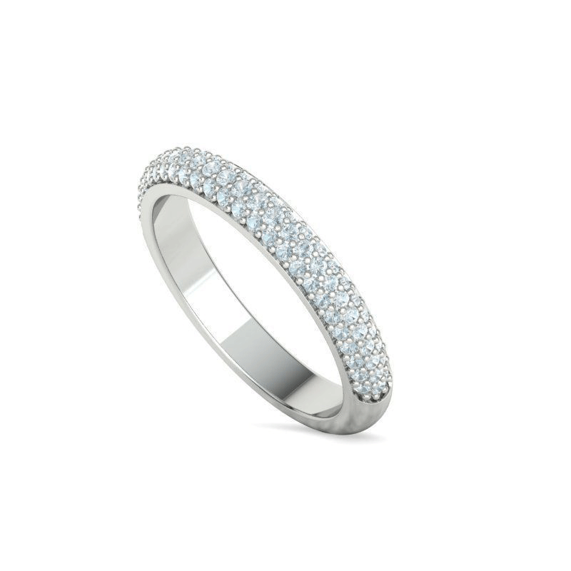 Three Row Pavé Diamond Wedding Band