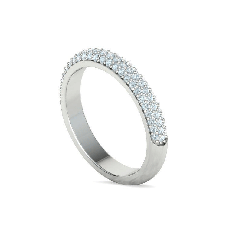 Three Row Pavé Diamond Wedding Band