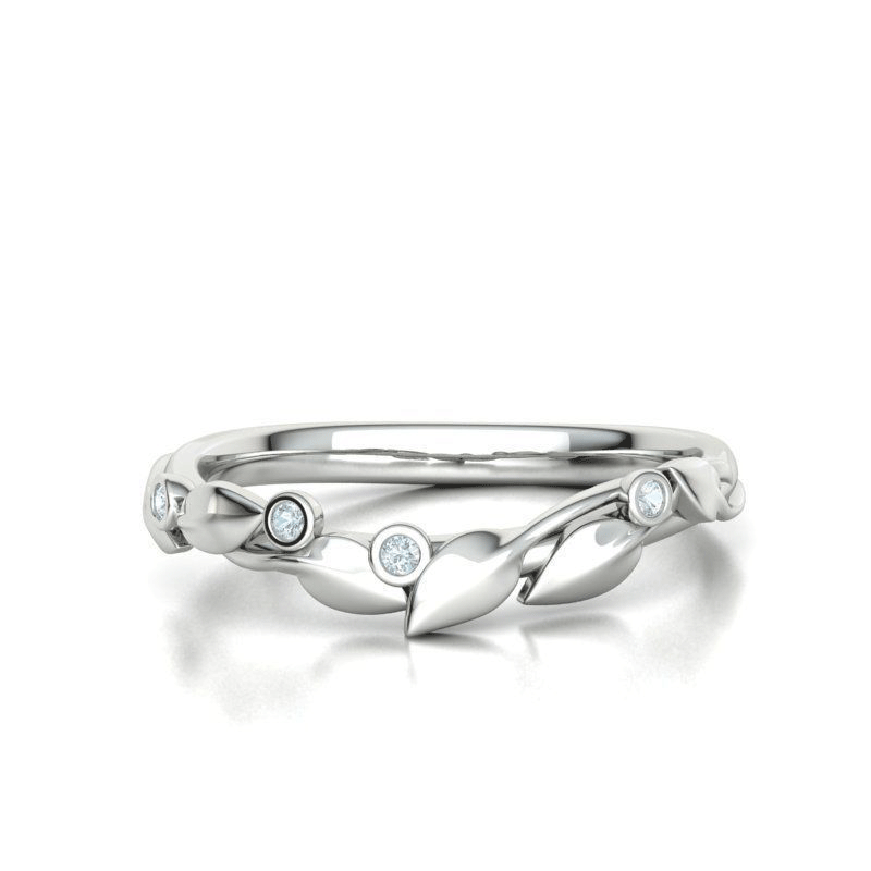 Olive Leaf Diamond Stackable Wedding Band