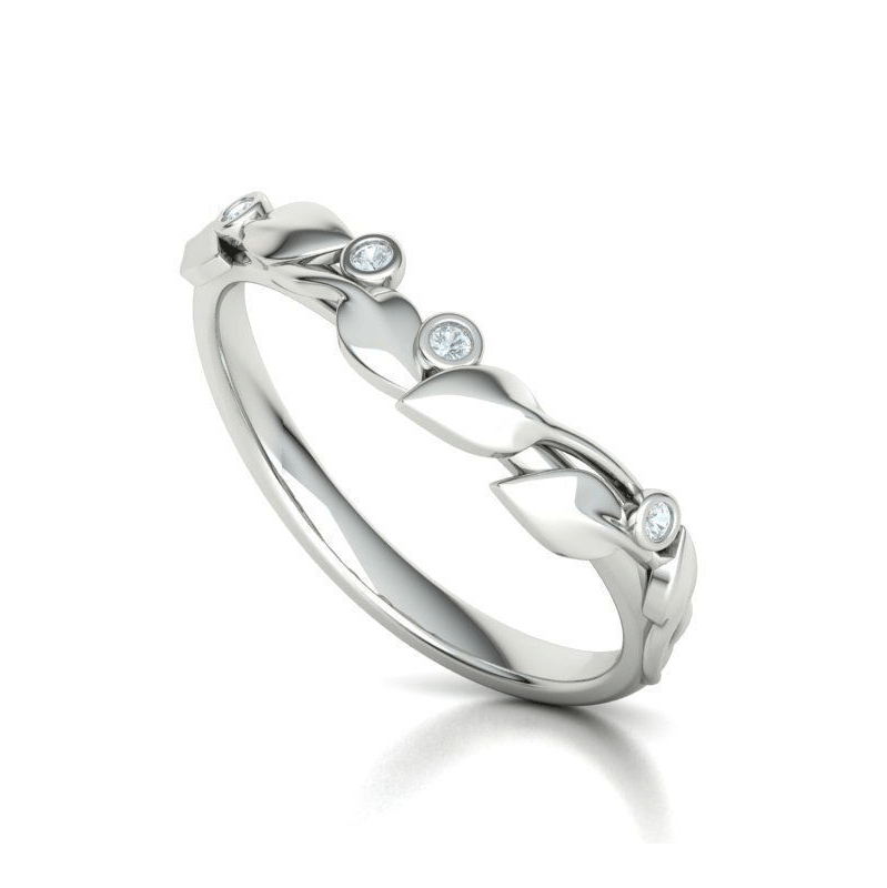 Olive Leaf Diamond Stackable Wedding Band