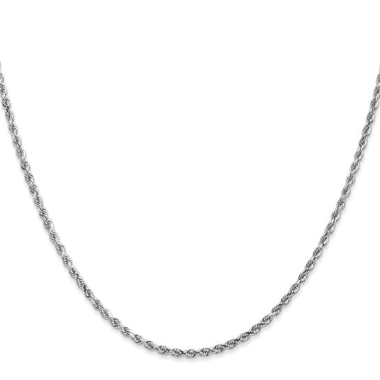 2mm Solid Diamond-Cut Rope Chain Necklace