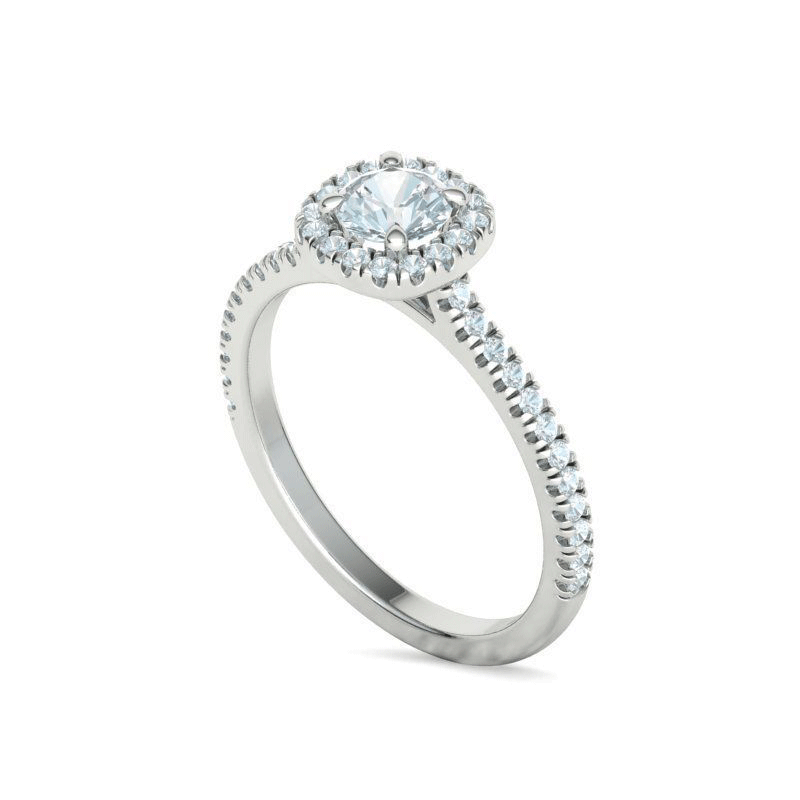 Anillo de compromiso con halo de diamantes naturales con certificación GIA brillante redondo (3/4 quilates)